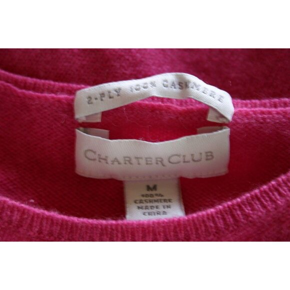 Charter Club Womens Pink Cashmere Sweater Polka Dot long Sleeves Size Medium - Picture 6 of 6